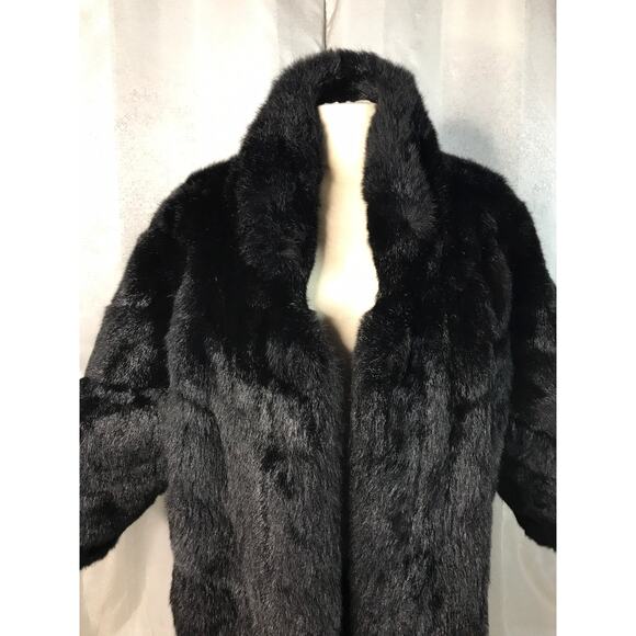 Vintage Black Fur Reversible Full Length Coat Sz M-L - Picture 3 of 8